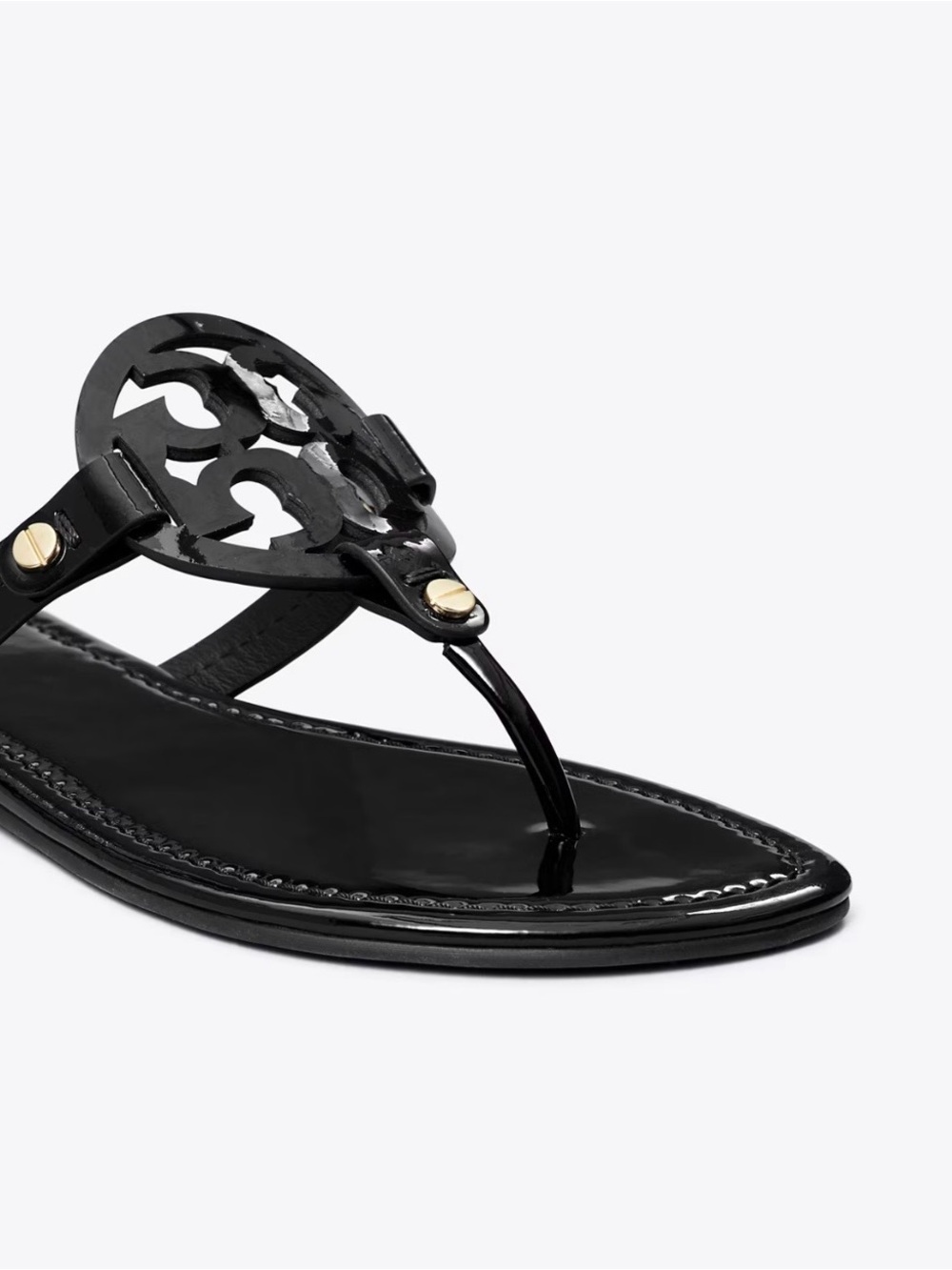 TORY BURCH MILLER PATENT SANDAL BLACK Preppy back to school trending Size 8 - Picture 11 of 11